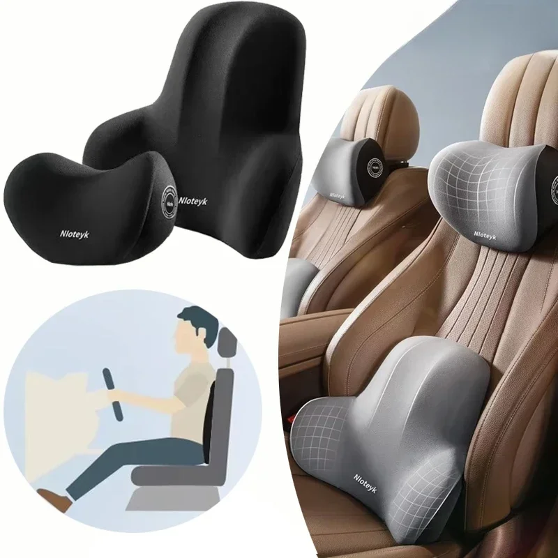 車用メモリーフォームヘッドレスト枕保護ランバーバックレストクッション首-腰-頸椎サポート車内用品