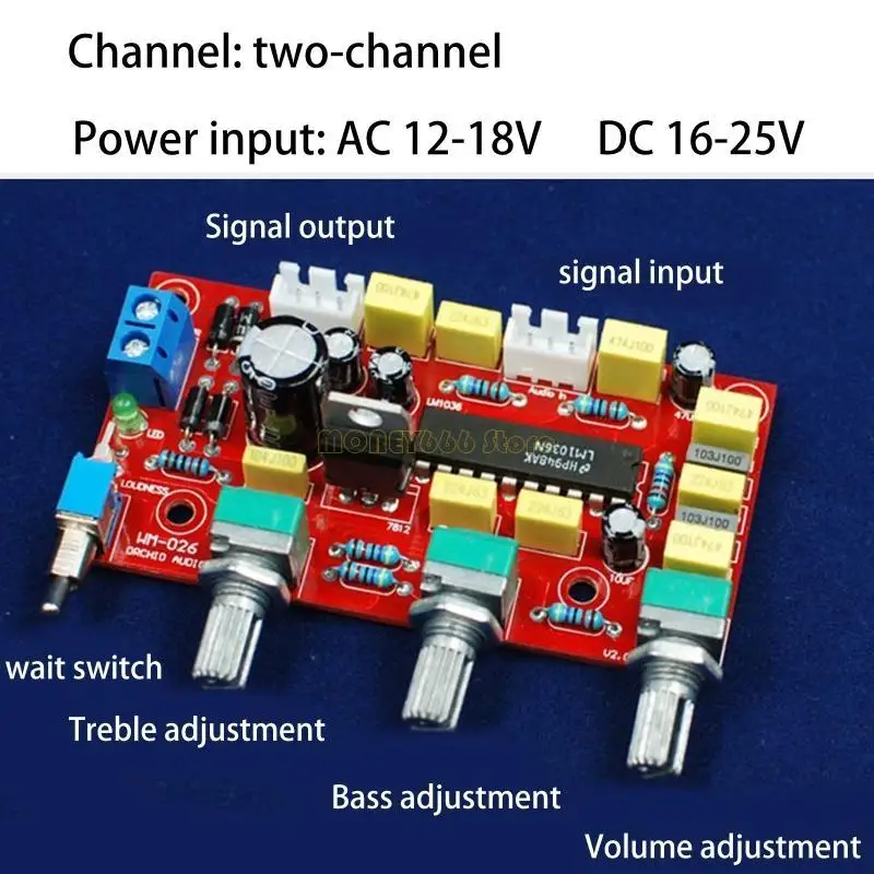 لوحة مضخم الصوت F62C HiFi مع لوحة نغمة Preamp LM1036 مع مقياس الجهد القابل للتمديد لمكبر صوت المسرح المنزلي في متجر DIY #1