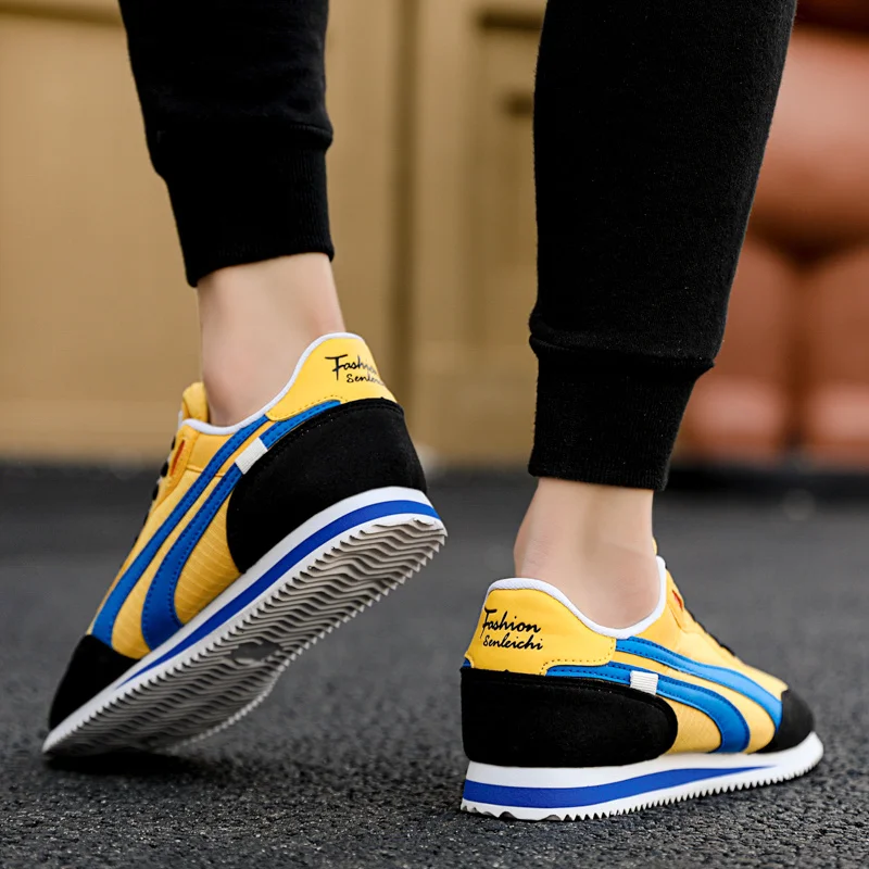 Spring New 2023 Fashion Yellow Low Casual Sneakers Men Comfortable Flats Outdoor Sport Shoes Trainers Mens Sneakers Basket Homme