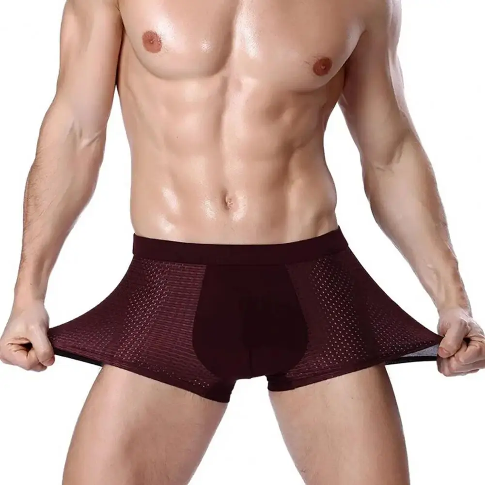 Boxer traspiranti da uomo boxer da uomo in rete di seta senza cuciture con tecnologia di assorbimento dell'umidità U Design convesso per il massimo Comfort