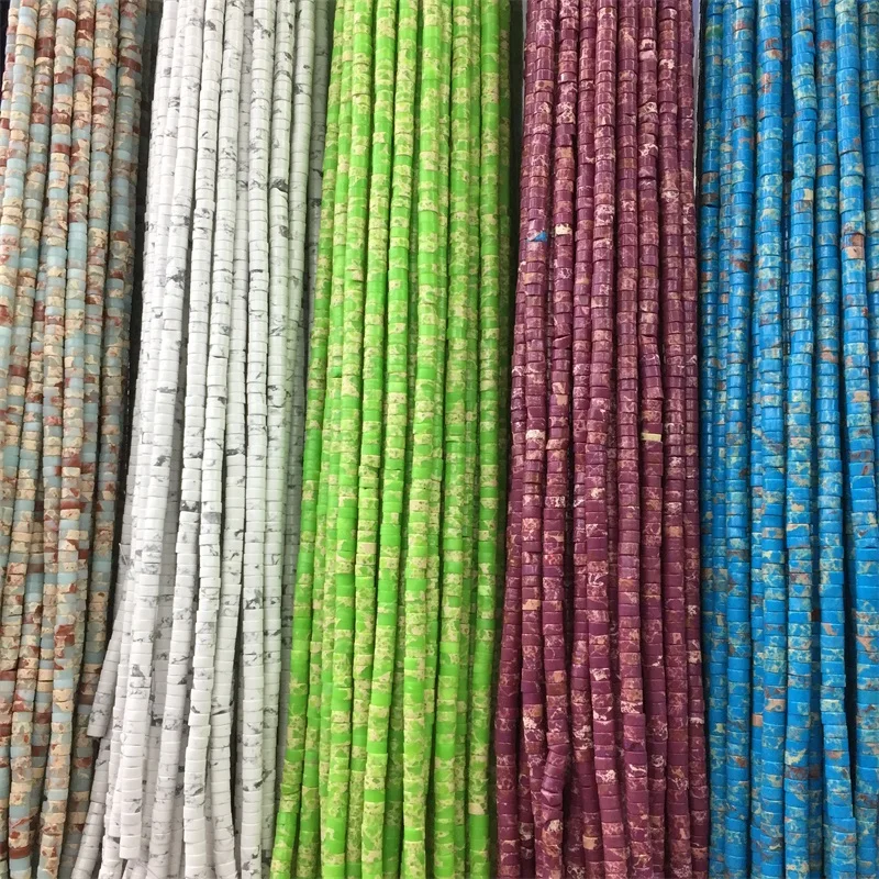 3*6MM Heishi Gemstone Sea Sediment Turquoise Imperial Flat Round Loose Natural Stone Beads For Jewelry Necklace Making DIY Cheap