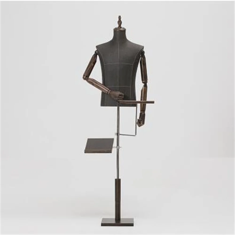 Full Male Clothing Art Mannequin, Body Model Suit, Trousers, Pants Rack, Display Store, Wooden Base, Adjustable, D146, 2 Style