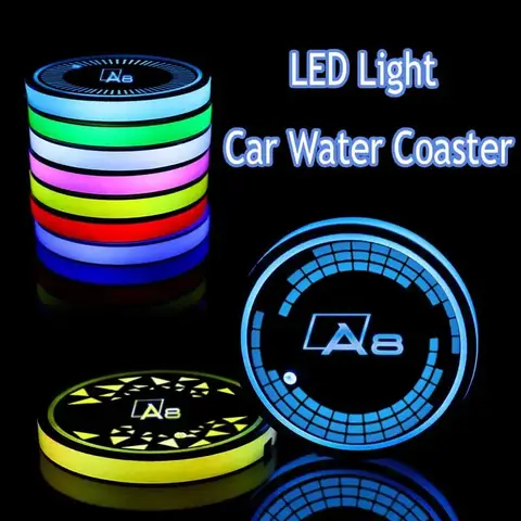 LED 자동차 컵 음료 거치대 라이트, 아우디 A8 A4 A4L A5 A6 A7 Q3 Q7 Q8 R8 용, USB 충전 발광 코스터 액세서리