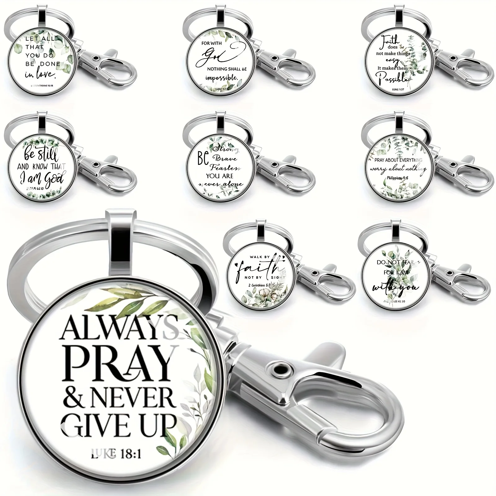 Set of 18 Christian Keychains Featuring Bible Verses, Perfect As Inspirational Gifts for Women in Church Or Sunday School