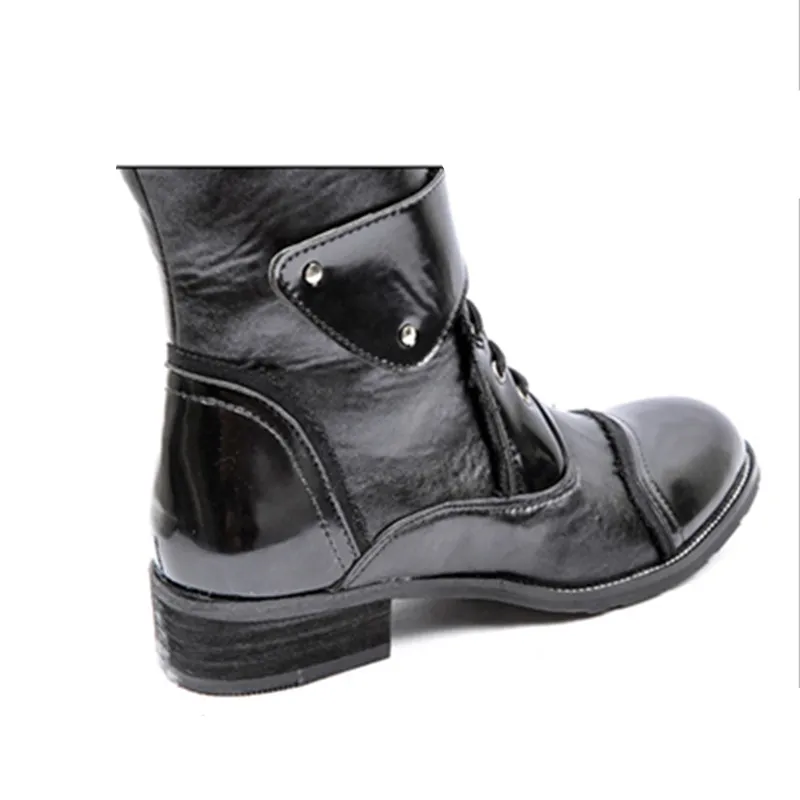 Men\'s Motorcycle Boots Gothic Punk Cosplay Dance Boots Mid-calf Basic Short Tactical Boots Fall Winter Safety Work Shoes Male