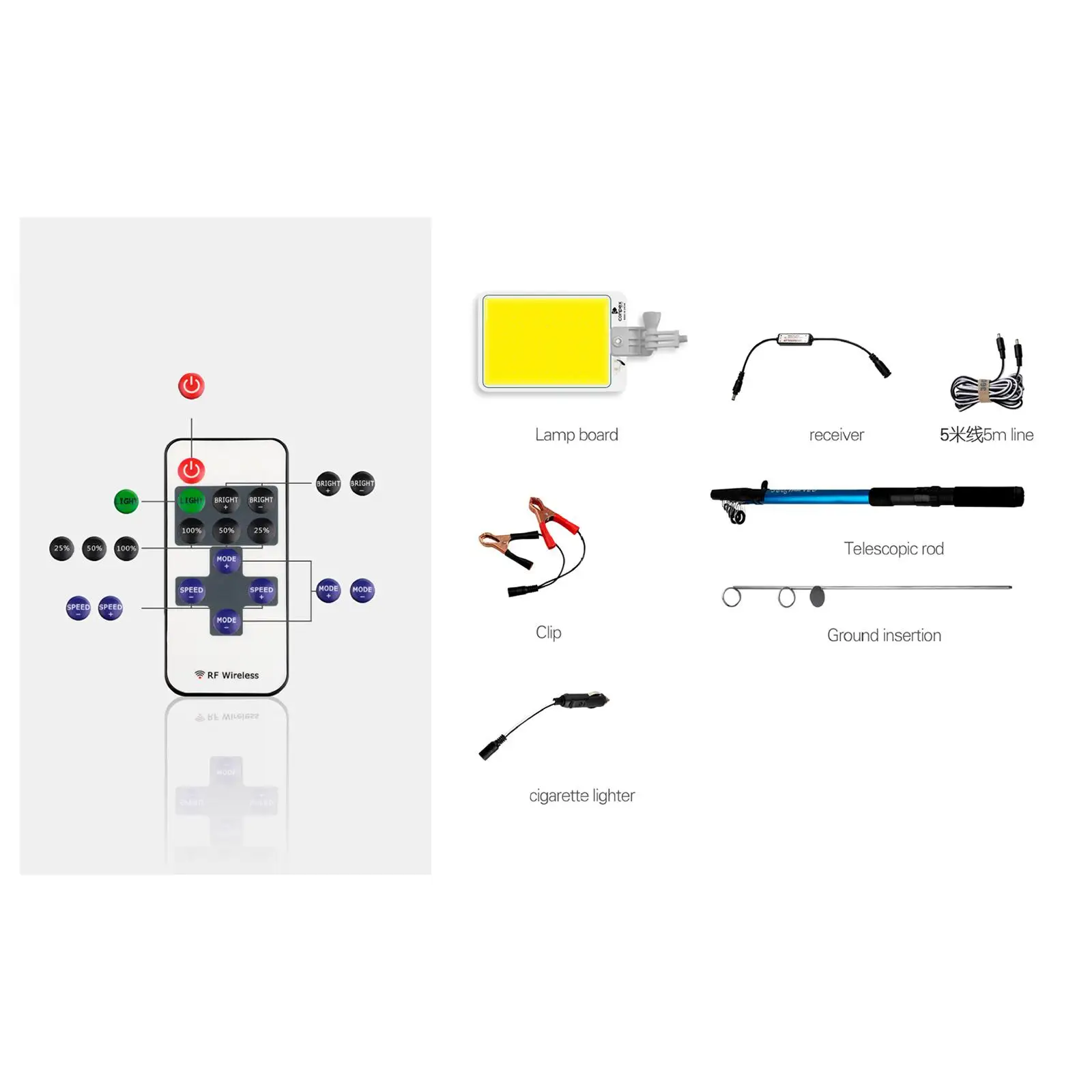 LED Camping Light, Outdoor Telescopic Fishing Rod Lamp, 12V Telescoping,