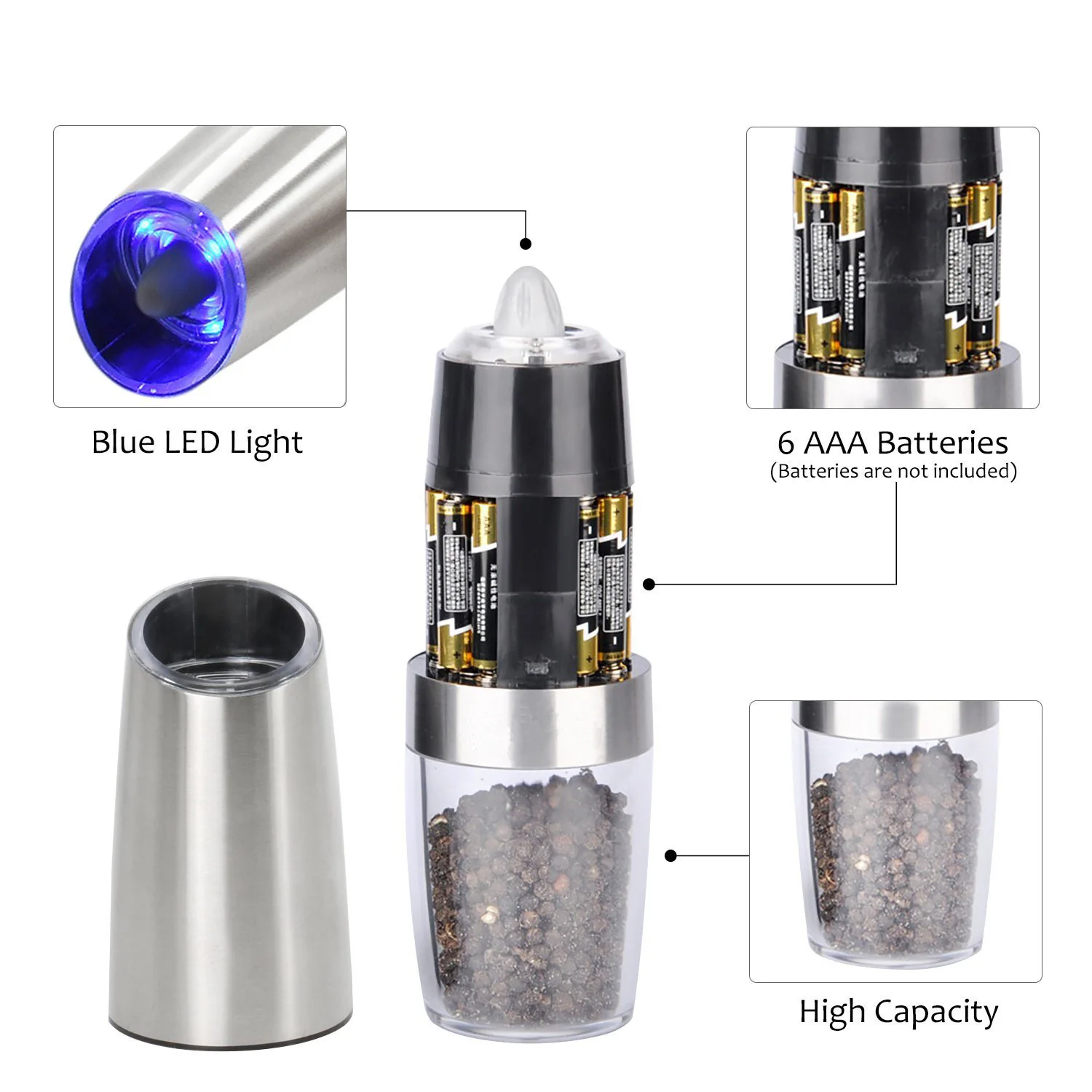 Electric Pepper Mill Herb Coffee Grinder,Automatic Gravity Induction,Salt Shaker,Grinders Machine,Herb Spice Pepper Mill Tools