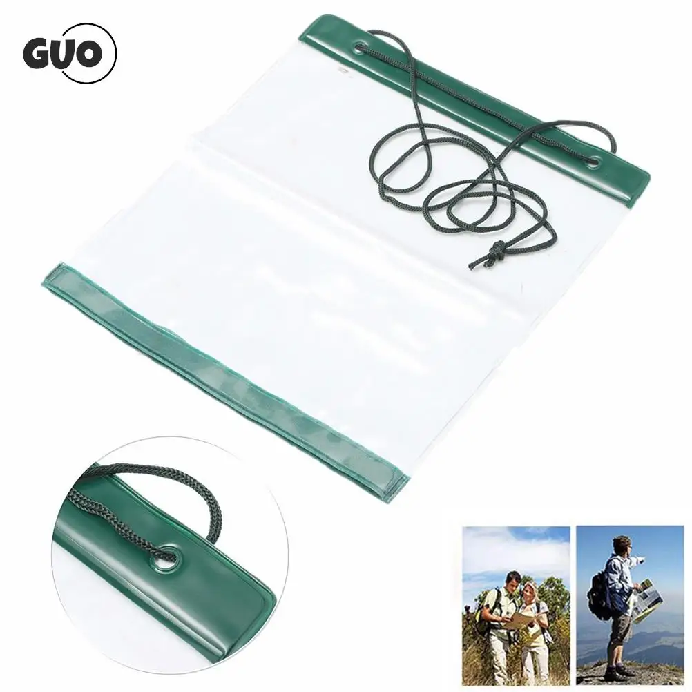 Map Case Clear Waterproof PVC Document Stationery Holder Cover Portable Outdoor Camping Pocket Bag With Drawstring