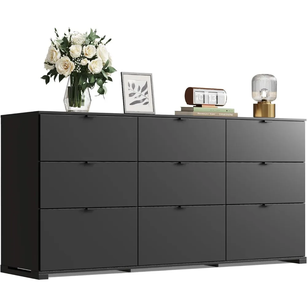 

Modern Large Wood Dresser Chest for Bedroom Organize with Sturdy Metal Handle, TV Stand for 75 inch TV, Living Room Office