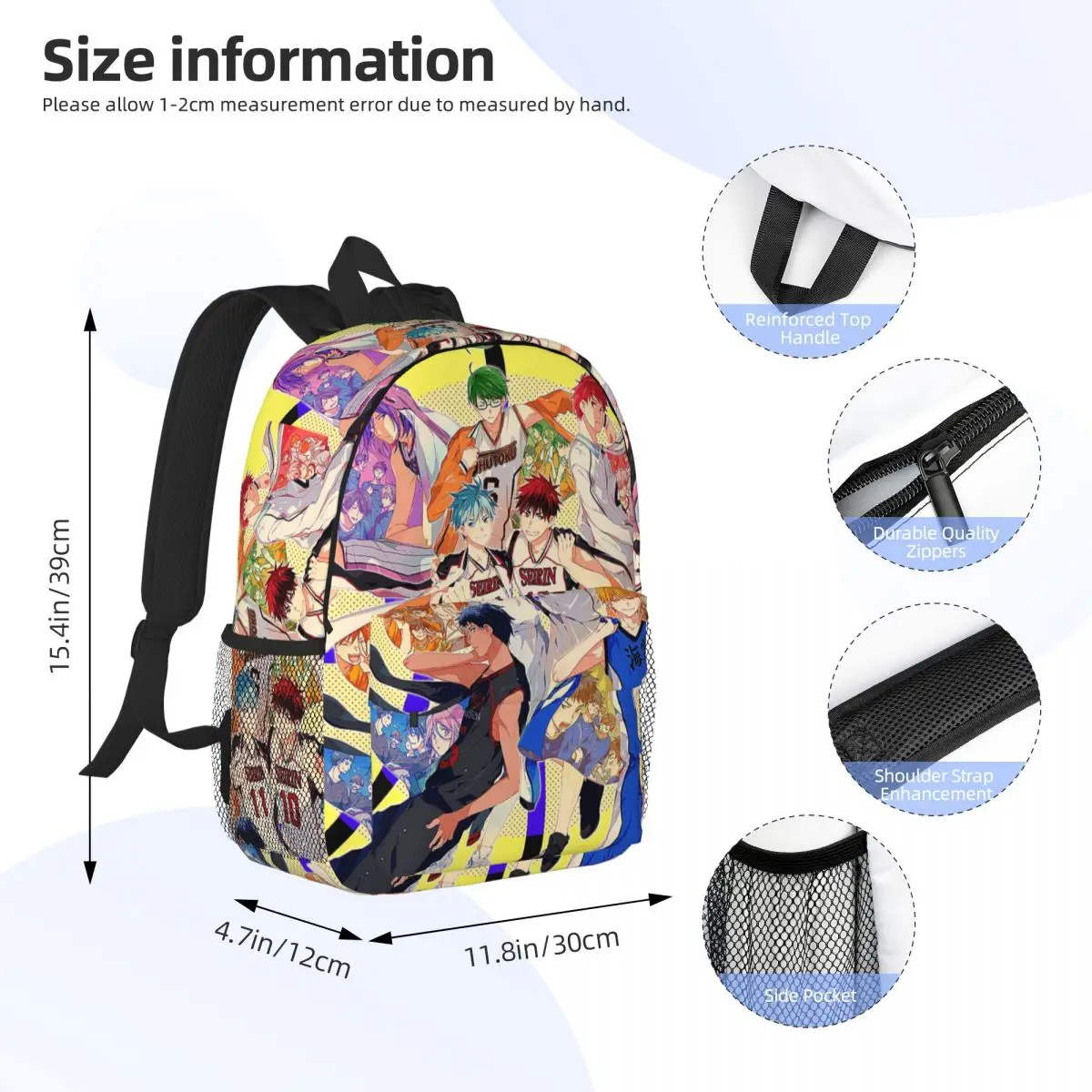Basketball Kuroko No Basket Anime Backpack Daypack Large Capacity Boys Girls BookBag Shoulder Bags for Men Women School Bag