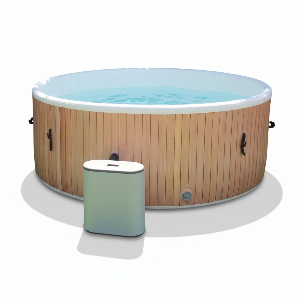 Inflatable Spa Pool, Round Dropstitch PVC Hot Tub, Portable Heated Tub with Cover, 180*65cm 200*65cm 250*65cm Outdoor Garden Spa
