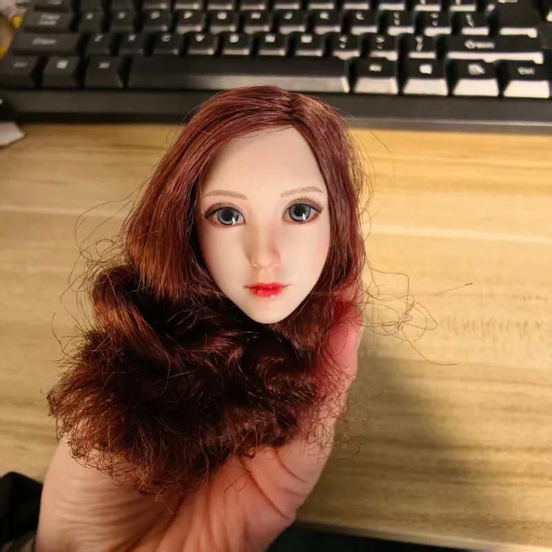 

In Stock 1/6 Scale Big Eyed Cute Girl Head Sculpt Asia Beauty Head Carving Model for 12'' Soldier Action Figures Body Dolls