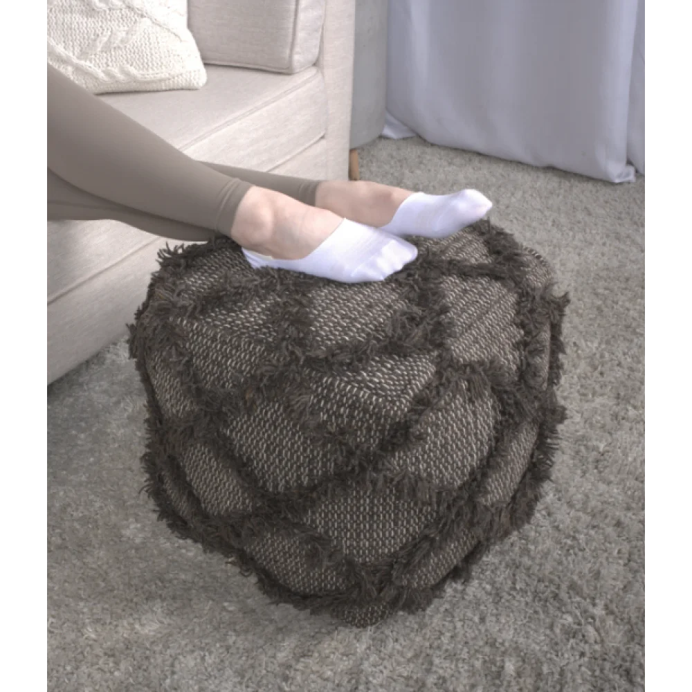 وسادة من الصوف والقطن مصنوعة يدويًا، لون بني، أثاث غرفة المعيشة، مقاعد وعثمانيين، سعة 200 رطل، خرز من البوليسترين.