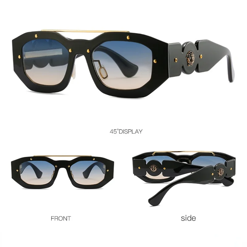 Fashion Punk Sunglasses Men Vintage Y2K Decorative Polygon Eyewear Women Luxury Brand Designer 2000S Spring Unique Sun Glasses