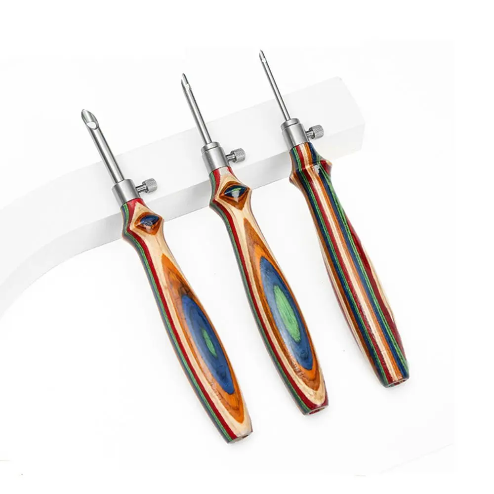 Changeable Head Embroidery Stitch Pen Wooden Handle DIY Punch Needle Tool Adjustable Poking Cross Stitch Tools Poke Needle