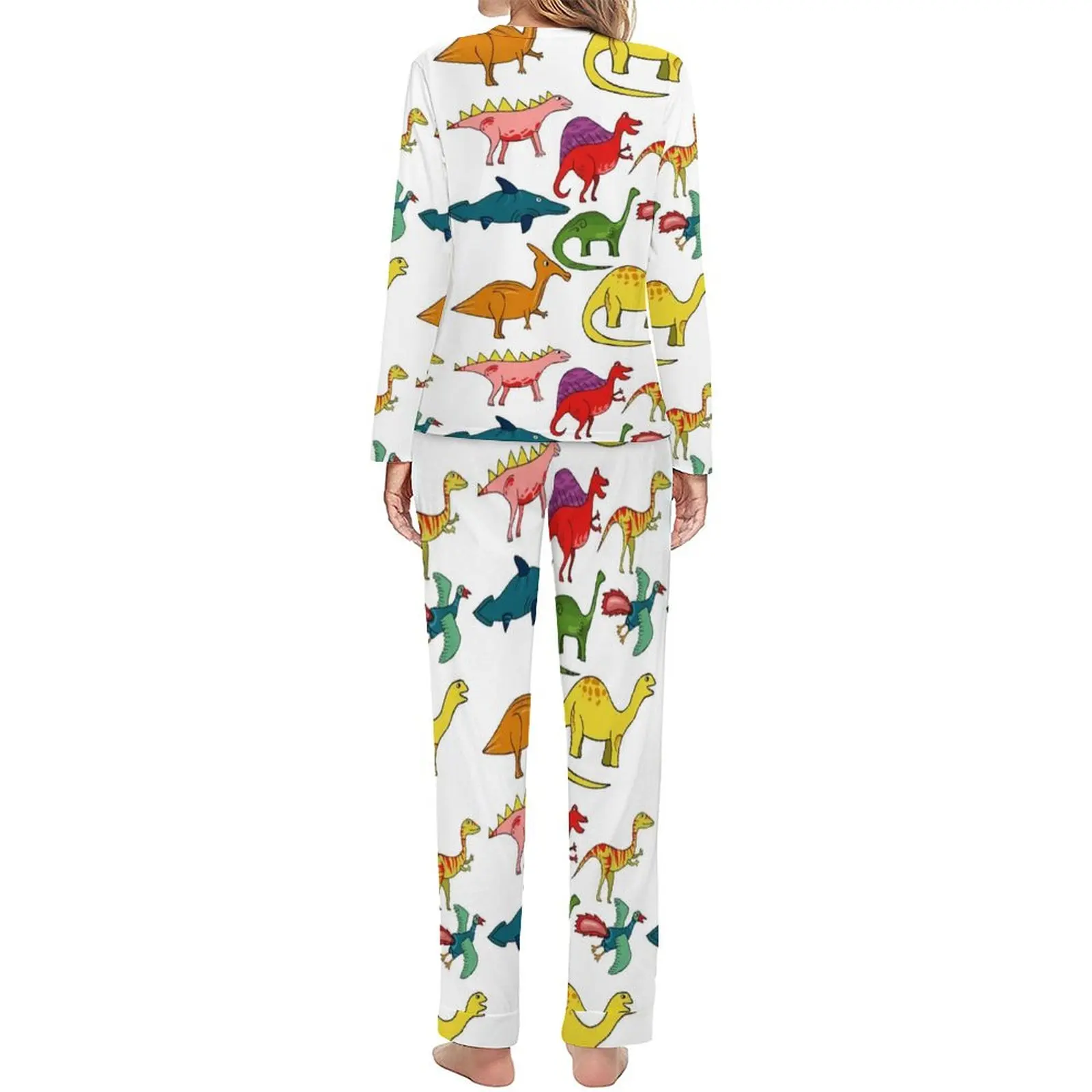 Cartoon Dinosaurs Pajamas Two Piece Dinosaur Collection Cute Pajama Sets Long Sleeve Night Sleepwear Spring Pattern Home Suit