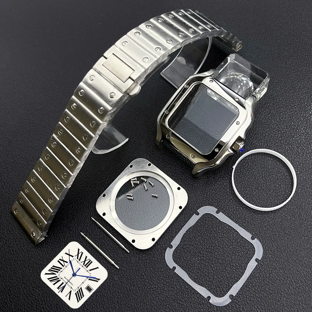 Square case 38mm NH35 case 316L steel watch repair waterproof parts NH35 automatic movement dial 27mm watch