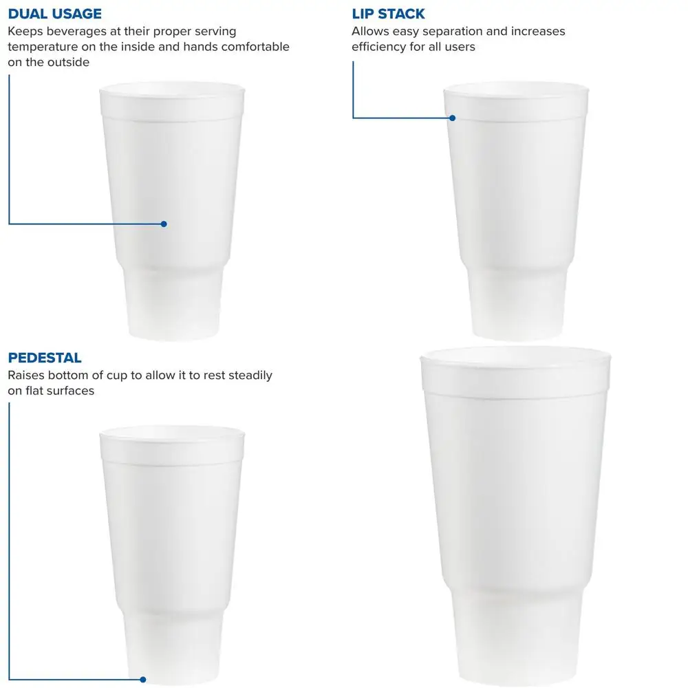 

Белые термоизолированные стаканы из полистирола, 32 унции, упаковка 400 штук