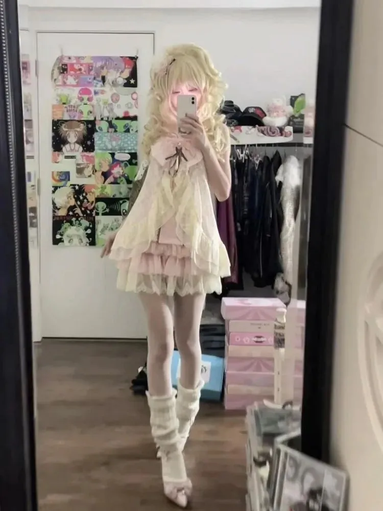

Summer New Design Irregular Lace Hollow out Strap Vest Women's Fashion Set Short Skirt High Waist Sweet Style Workwear
