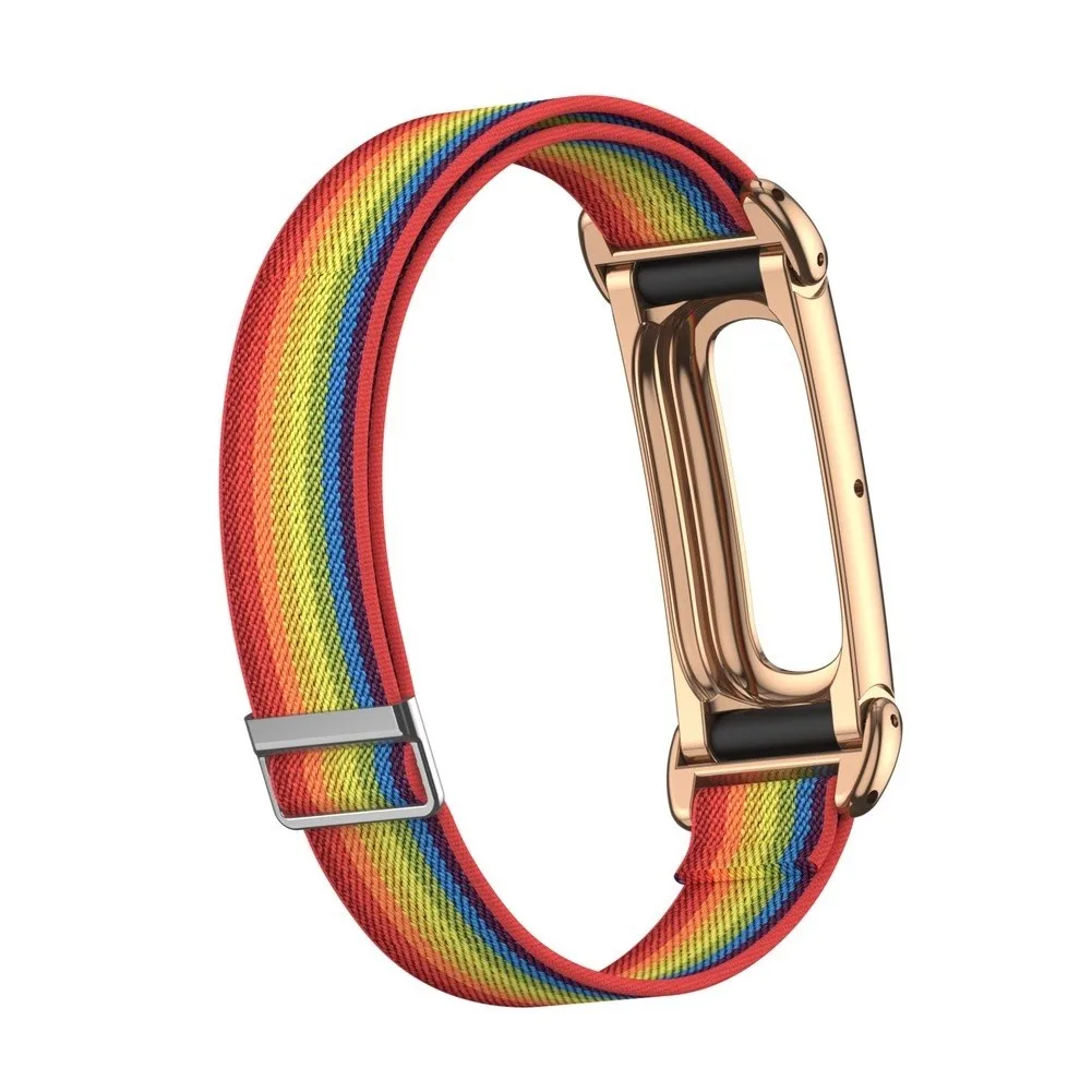 Metal Case Breathable Nylon Watch Strap Stepless Adjustable Elastic Band For Fitbit Air Fitness Wristband Multiple Color Options