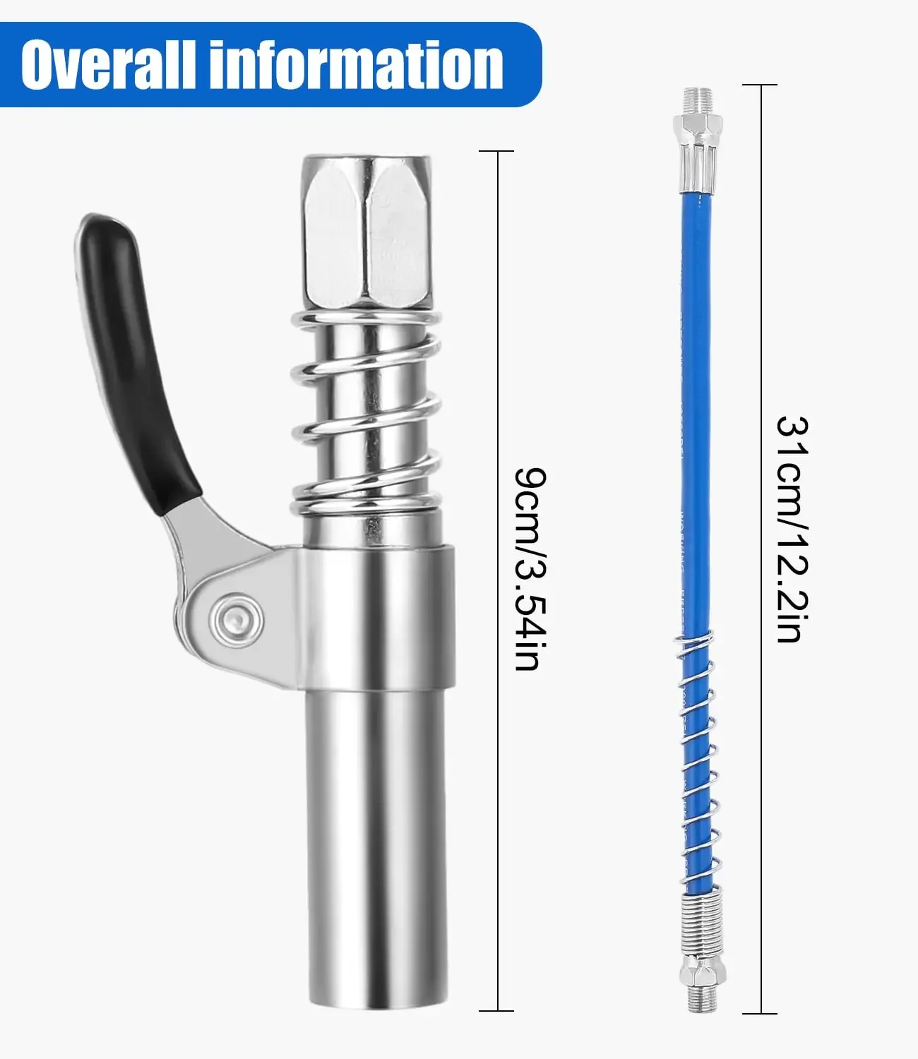 10000PSI Grease Gun Coupler Oil Pump Quick Release Grease Nozzle Injector Lubricating Oil Grease Gun Car Auto Repair Tool