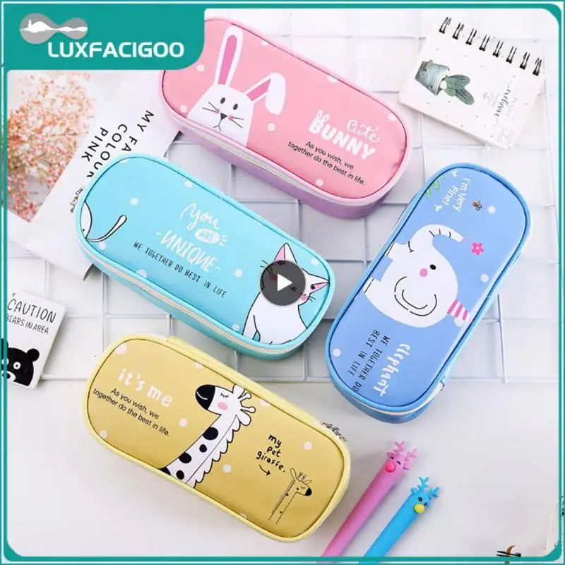 

Pen Pencil Bag Innovative Convenient Organized Versatile Durable Pu Round Pencil Pouch Elementary School Essentials Storage Pu