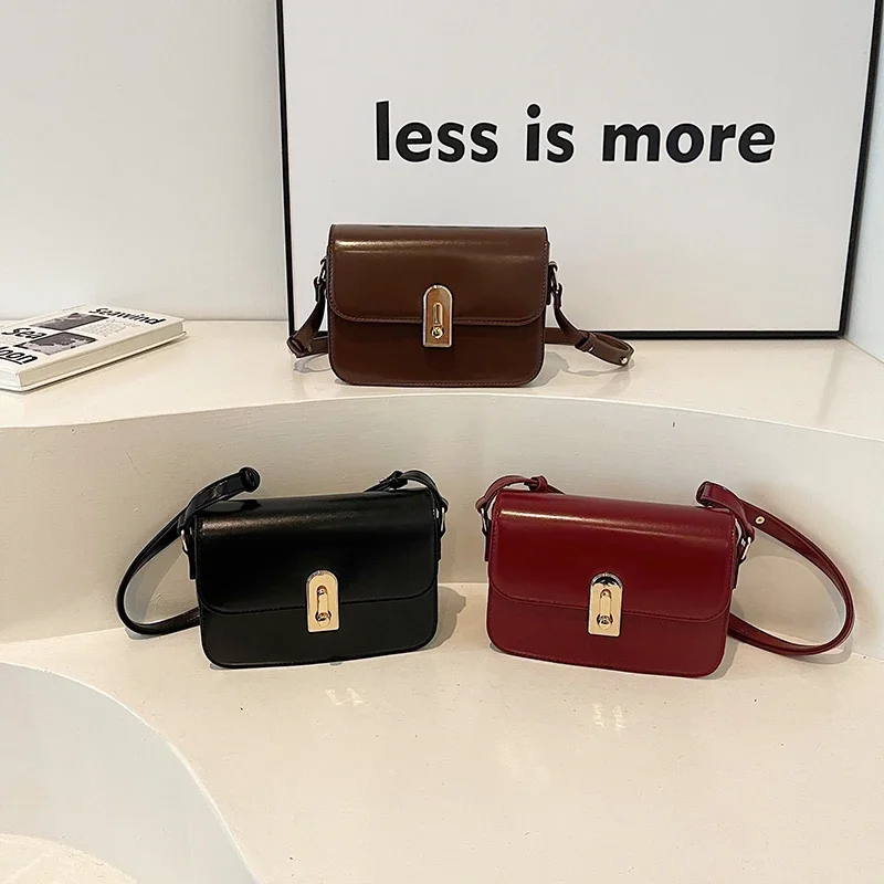 LEFTSIDE 2024 Retro New Solid Color Design Mini Flap Bag Women Fashion Handbags and Purses  Shoulder Bag Lady Crossbody Bag