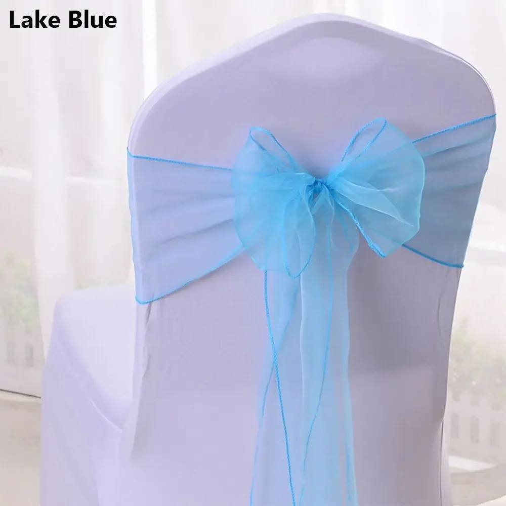 Fashion Organza Chair Sash Bow for Wedding Party Cover Banquet Baby Shower Xmas Decoration Home Chairs Decoration