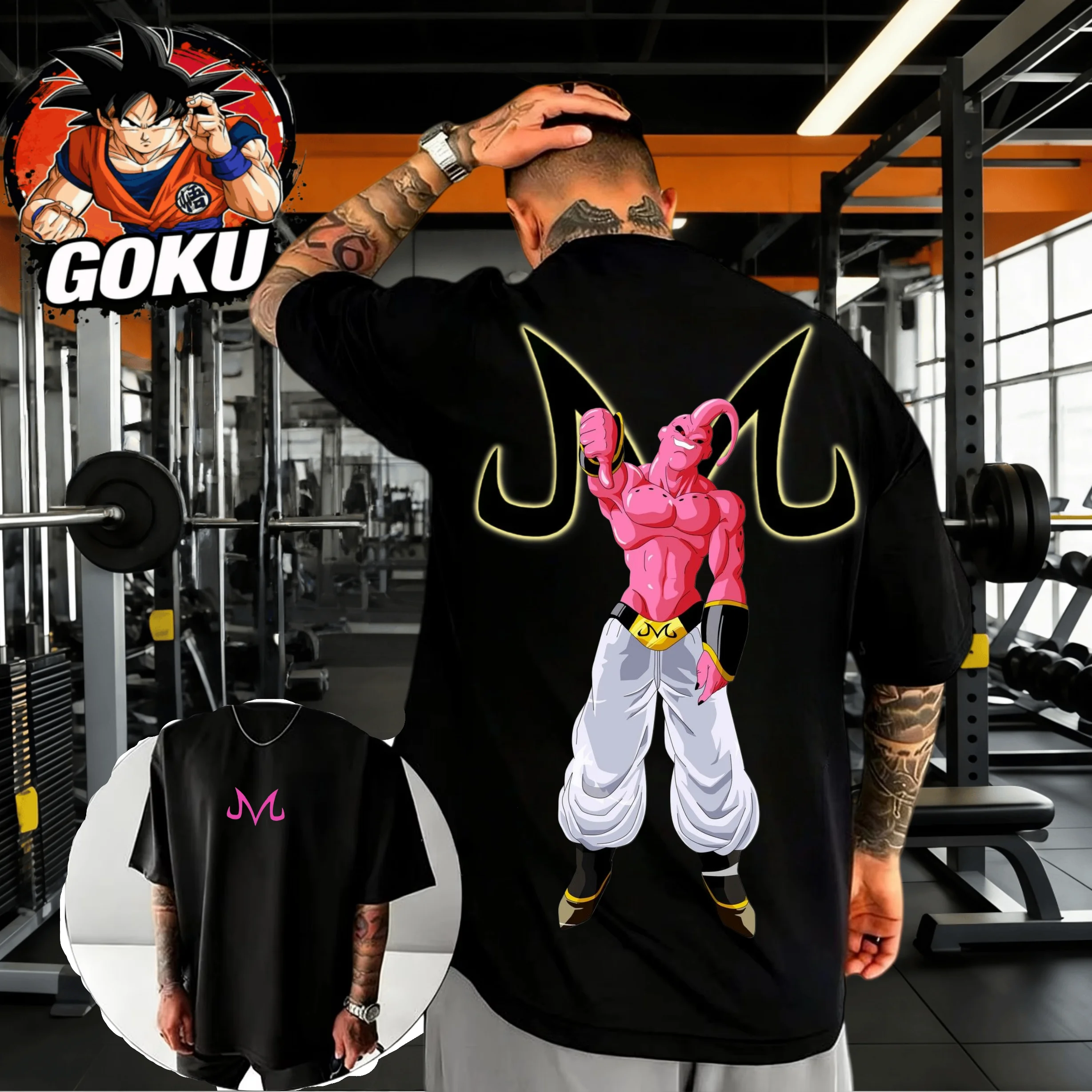 2026 Sommer Dragon Ball Übergroßes T-Shirt Hochwertige 100% Baumwolle Majin Buu & Majin Mark Aufdruck Unisex Retro für Erwachsene und Kinder