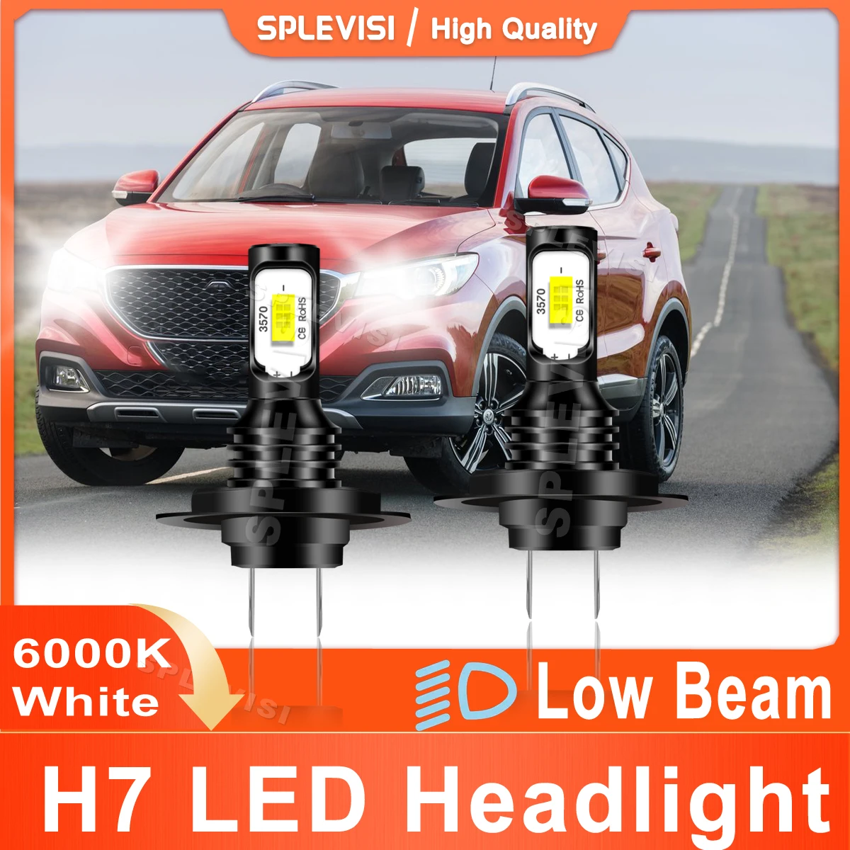 

2x LED Car Light H7 SPLEVISI Bright White 6000K For MG ZS ZT ZT-T ZR 2001 2002 2003 2004 2005 LED Headlight Low Beam Plug & Play