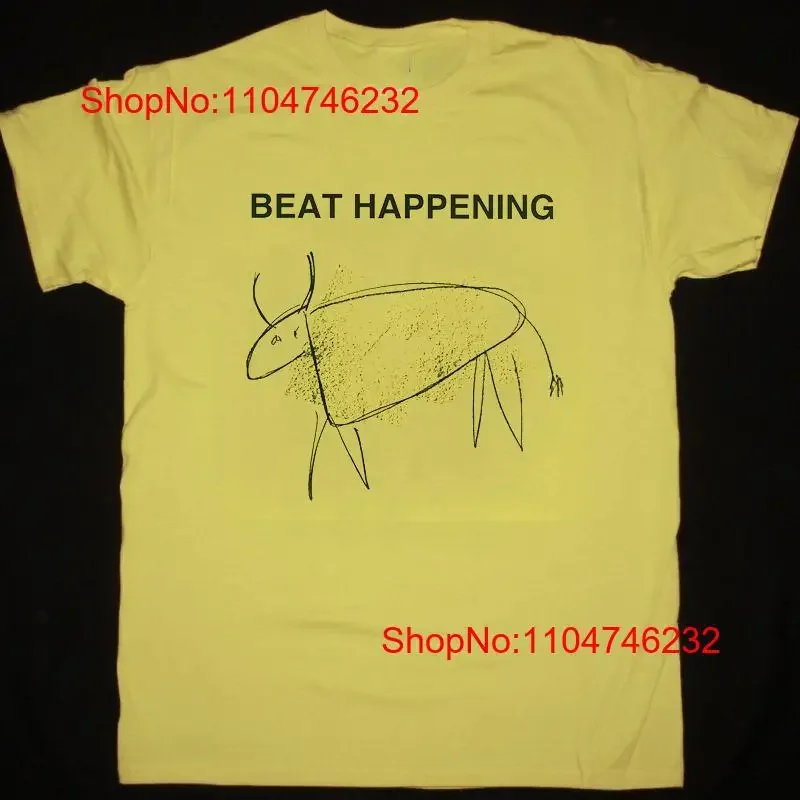 Beat Happening Band Crashing Through Yellow T Shirt Full Size S 5XL vintage Washed designer clothes Comfortable Casual graphic