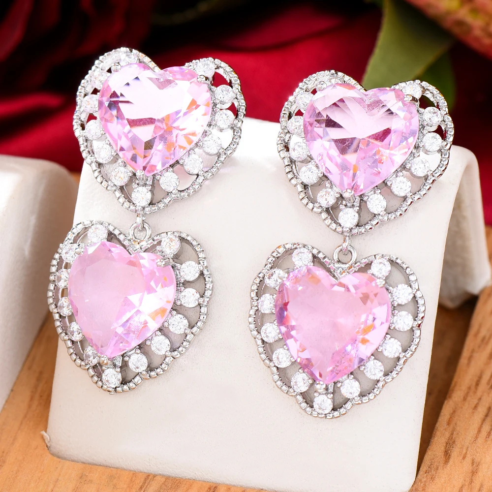 

Missvikki NEW Fashion Luxury Gorgeous Heart Earrings For Women Wedding Party Shiny Earrings Jewelry High Quality Accessories