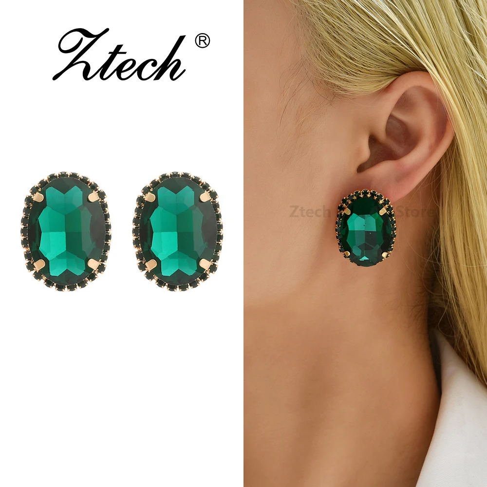 New Trendy Design Multicolor Big Geometric Stud Earrings For Women Elegant Vintage Korean Fashion Jewelry Luxury Ear Accessories