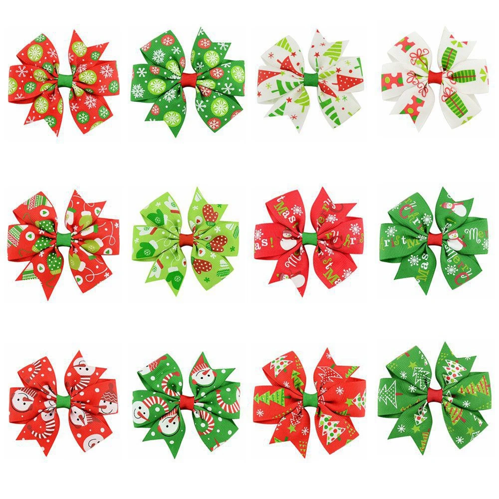 6/12/20Pcs/lot Christmas Day Hairpin Ribbon Cheer Up Hairclip Funny Pumpkin Head Halloween Hair Clips for Kids Hair Accessories