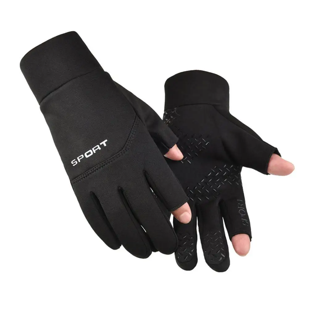 1 Pair 2 Fingers Cut Cycling Gloves Women Men Universal Keep Warm Fishing Protection Anti-slip Fishing Gloves Outdoor Angling