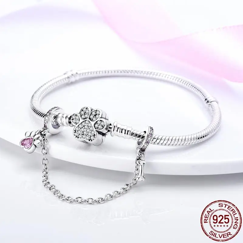 925 Sterling Silver Dragonfly Rubber Stopper Safety Chain Charms Fit Pandora Bracelet Securing Clip DIY Jewelry For Women Gift