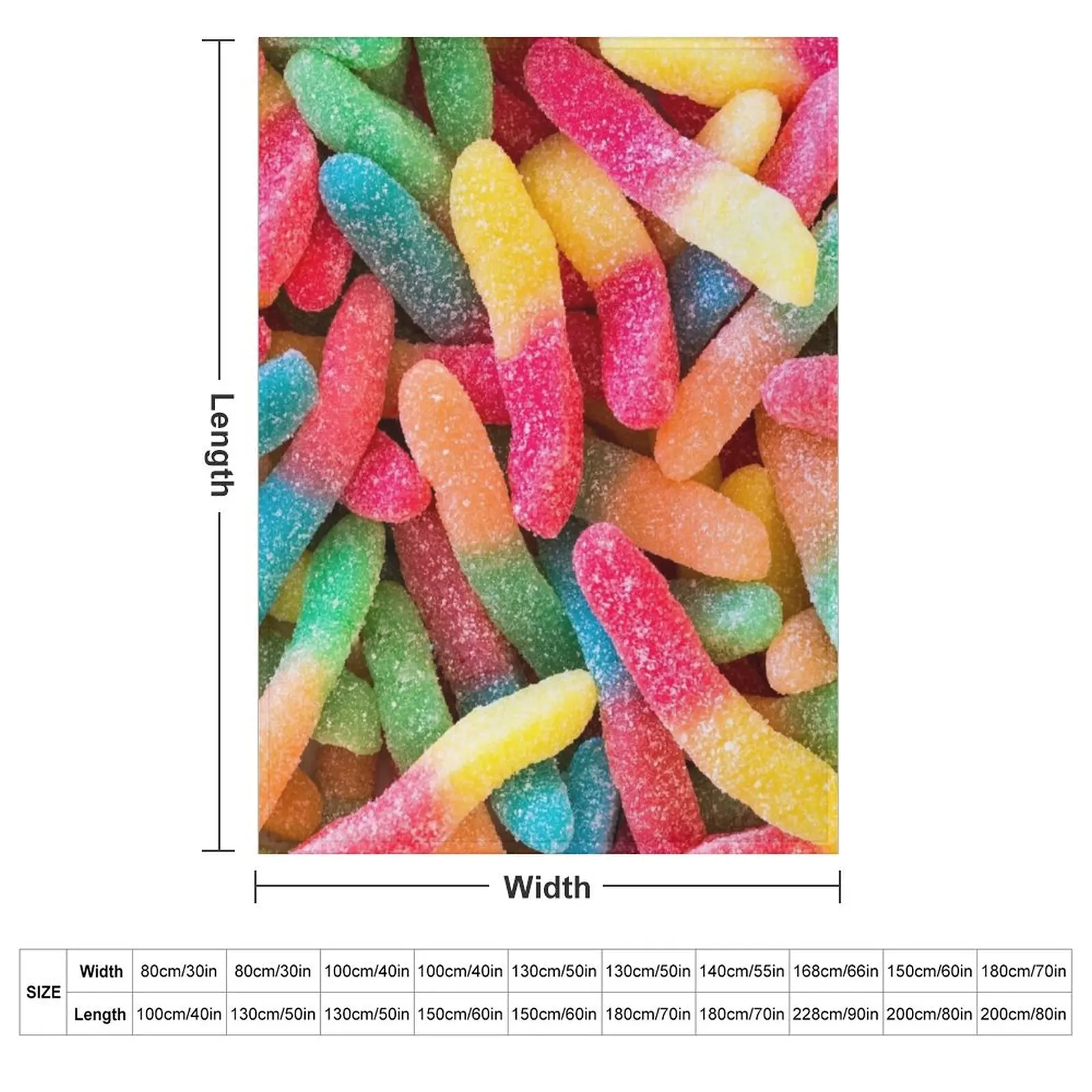 Gummy Worms Throw Blanket Softest Beautifuls Flannel Fabric Luxury Blankets