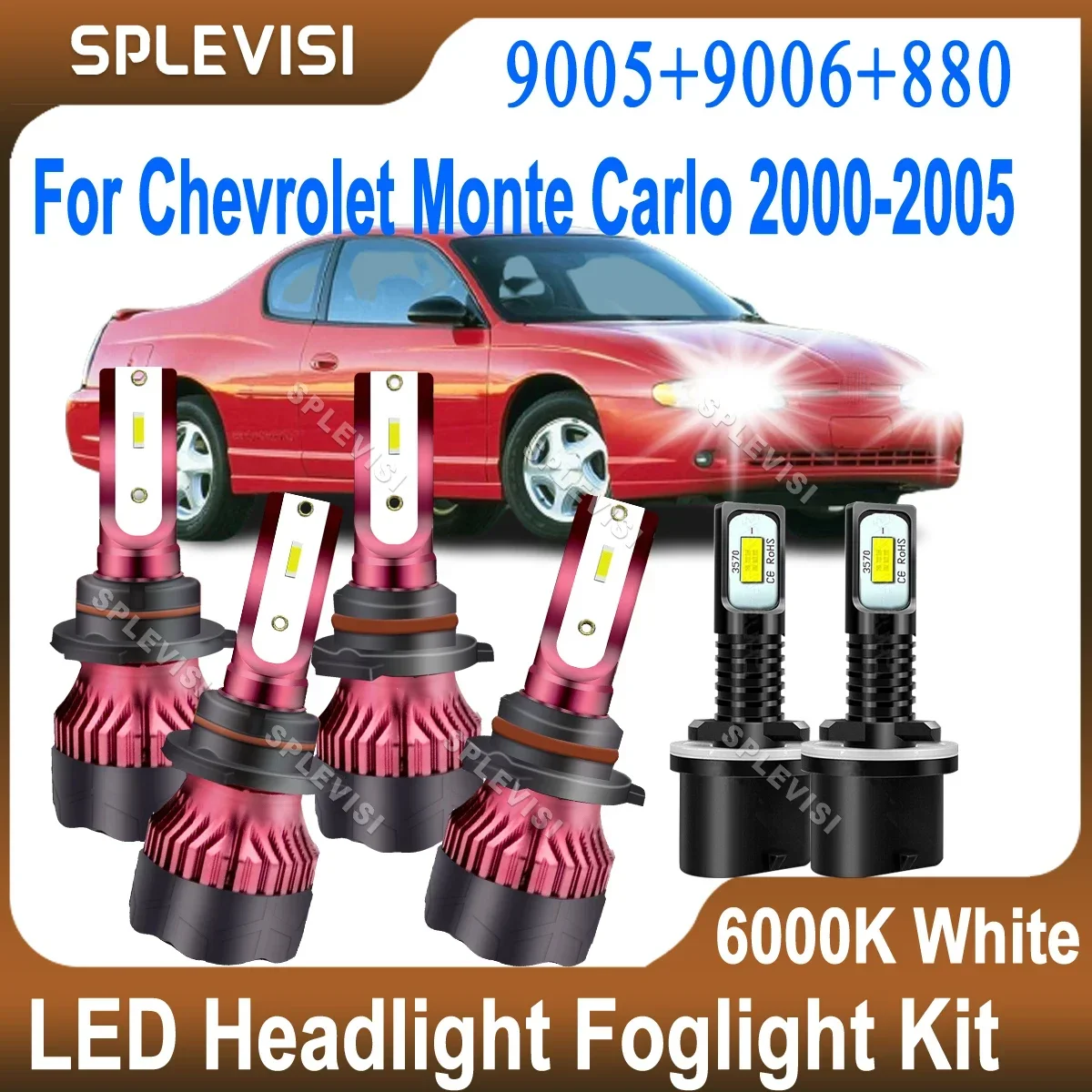 

LED Headlight 9005/HB3 High Beam 9006/HB4 Low Beam Foglight 880 For Chevrolet Monte Carlo 2000 2001 2002 2003 2004 2005