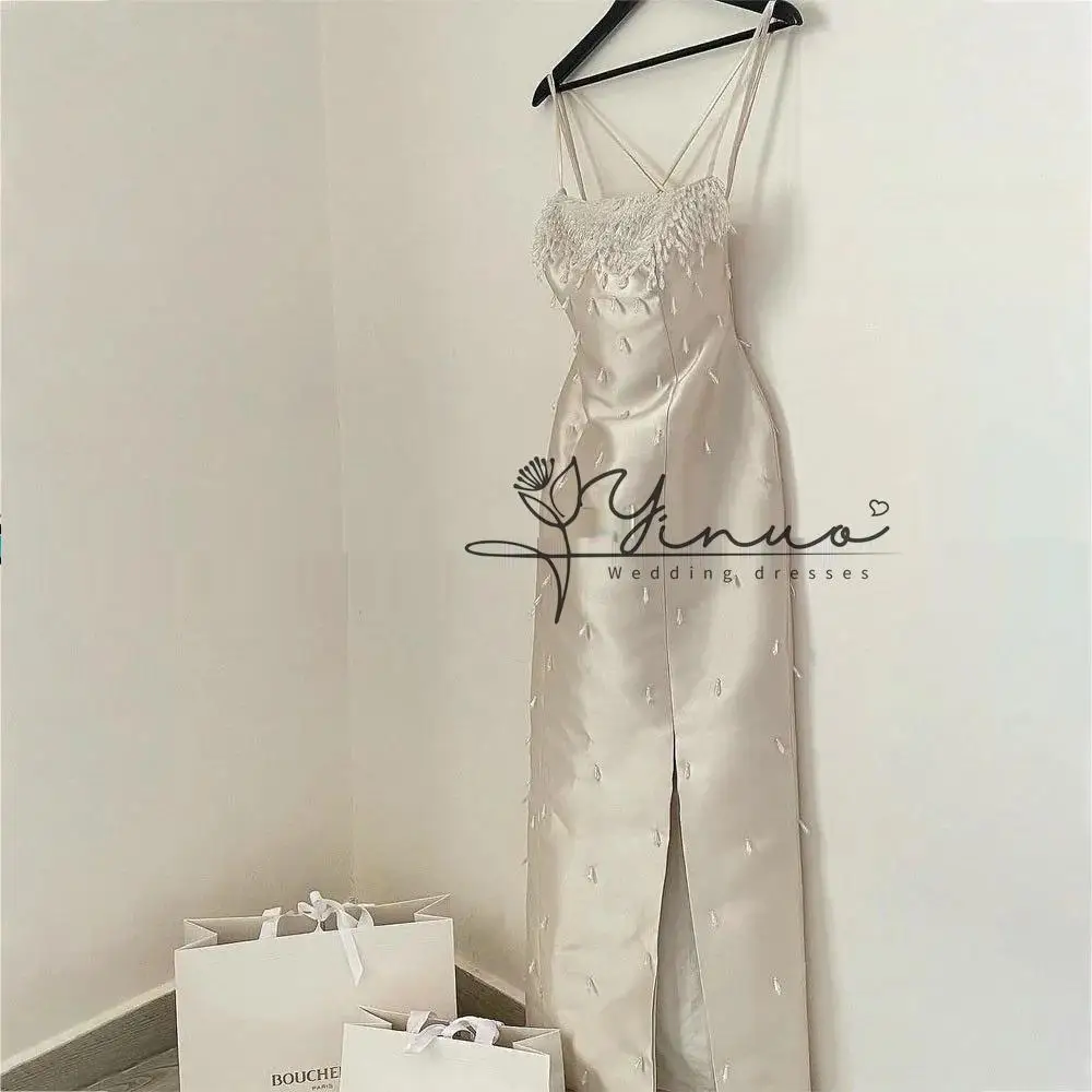 

2025 Handmade Crystal Diamonds Evening Dress High Split Spaghetti Strap Sleeveless Criss-Cross Dubai Arabic Formal Party Gowns