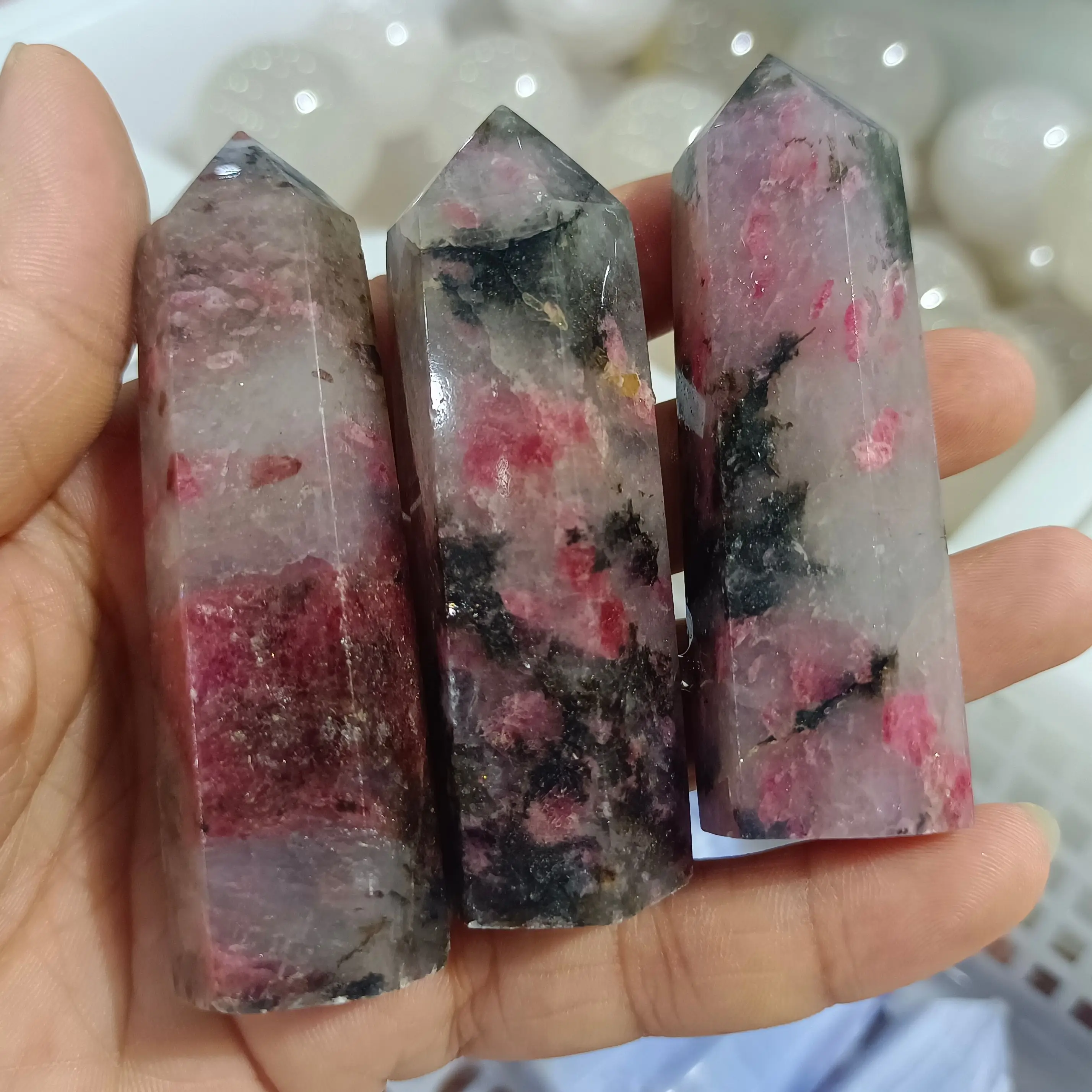 

Natural Pink Rose Tourmaline Little Column Crystal Energy Wand Home Decor Gift Mineral Reiki Spiritual Healing 70-90mm