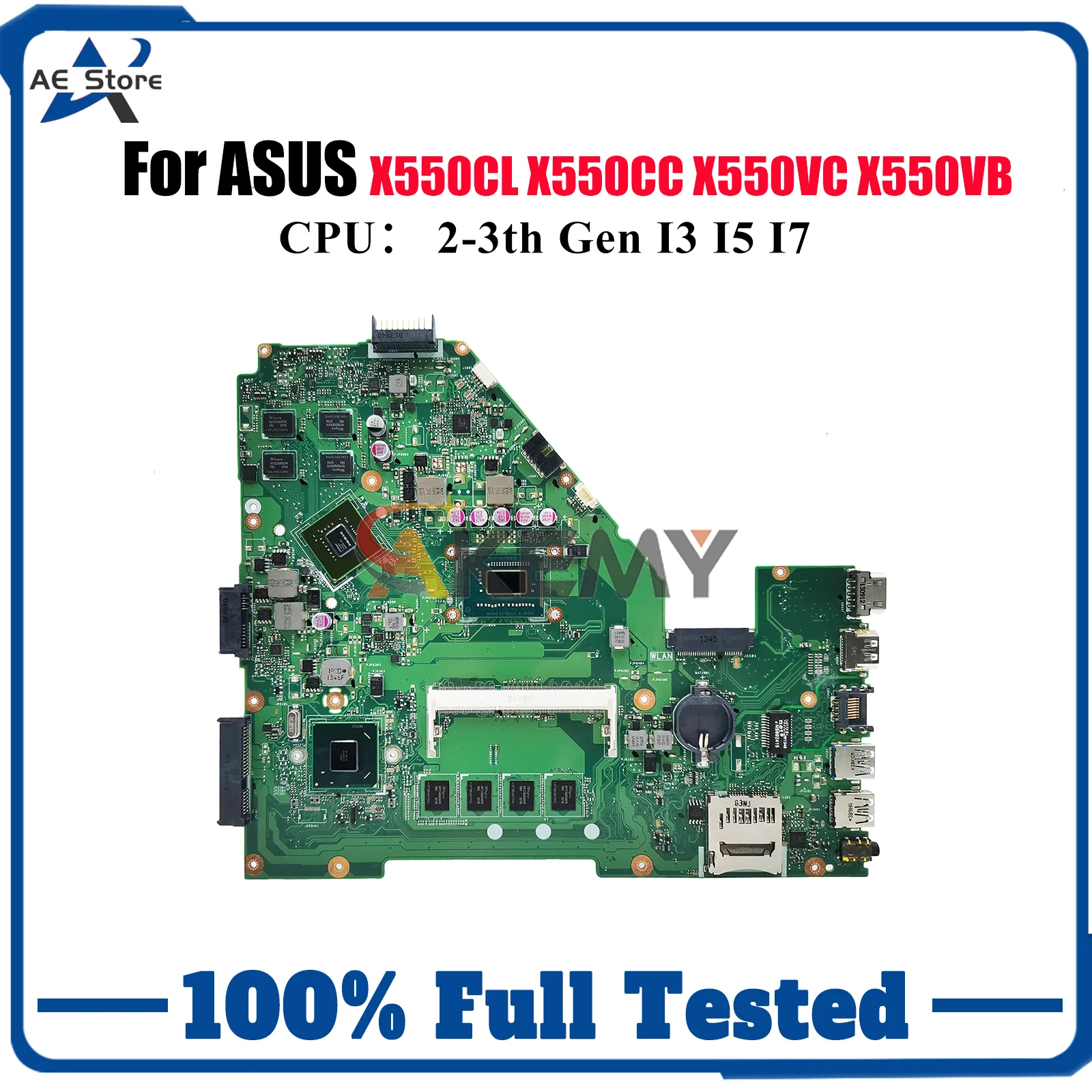 

X550CC Laptop Motherboard For ASUS VivoBook X550VC X550CL X550C X550VB X550CC Y581C A550V X552 R513C Mainboard With I3 I5 I7 CPU