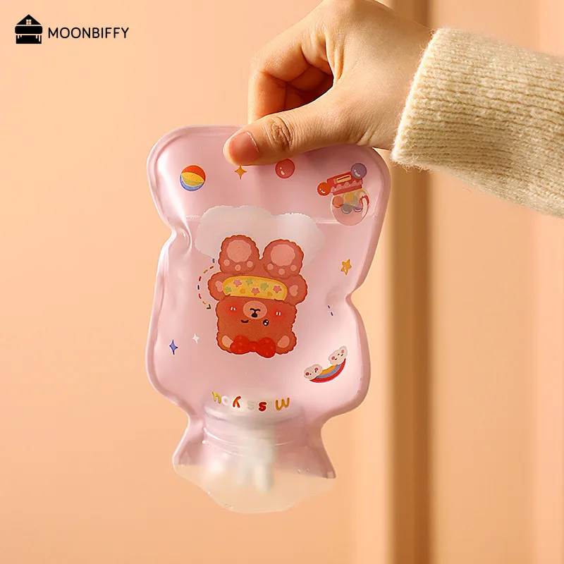 Cute Mini Hot Water Bottles Portable Small Transparent Cartoon Water Filled Winter Hand Warming Water Bag Home Warming Supplies