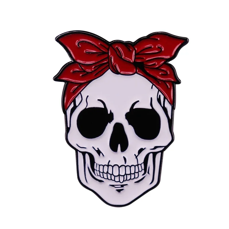 

We Can Do It Skull Bandana Enamel Pin Head Scarf Halloween Gothic Skeleton Badge