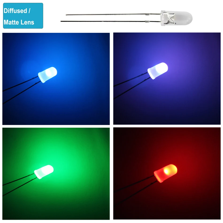 50 pz 5mm LED rotondo LED emissione diodo 2pin trasparente/diffuso LED multicolore lento/veloce lampeggiante bianco rosso blu UV