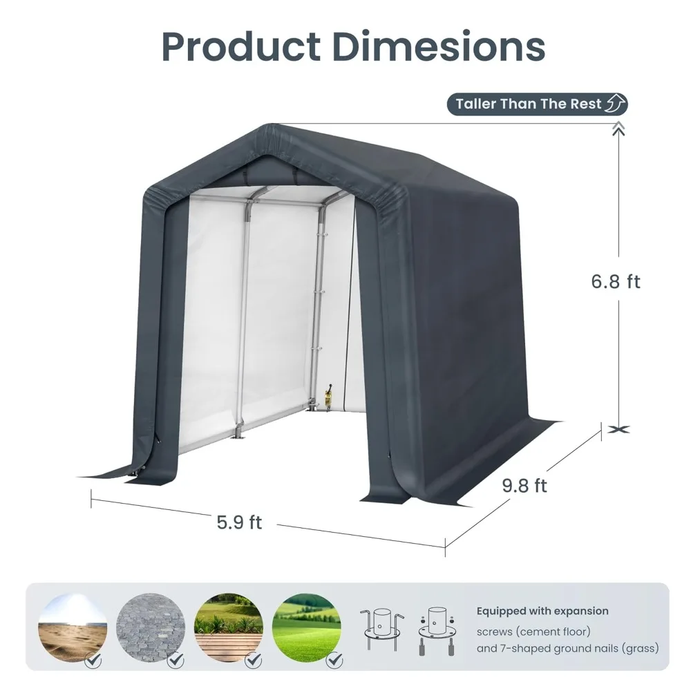 

Outdoor Storage Shelter Carport Canopy Roll-up Zipper Doors Vents Waterproof UV Car Boat Tool, Custom