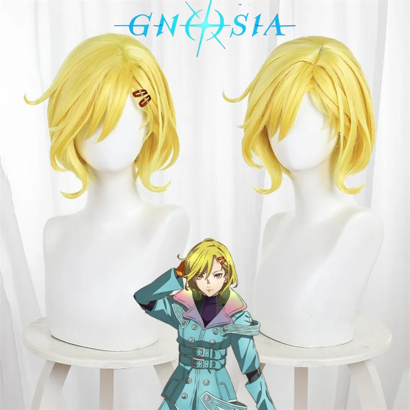 Gioco Anime GNOSIA Setus Parrucca Cosplay per donne adulte Capelli corti gialli dorati Parrucche sintetiche resistenti al calore Puntelli natalizi per feste di Halloween