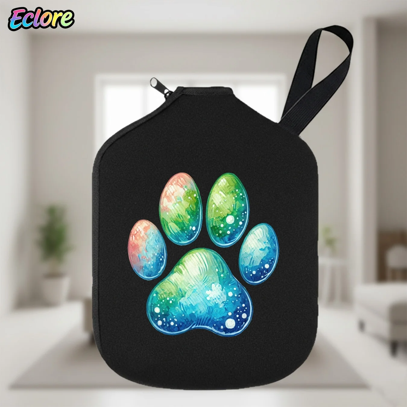 Watercolor Gradient Cat Paw Print Pickleball Paddle Bag Zipper Closure Sports Equipment Storage for Outdoor Game Party Fitness view 4
