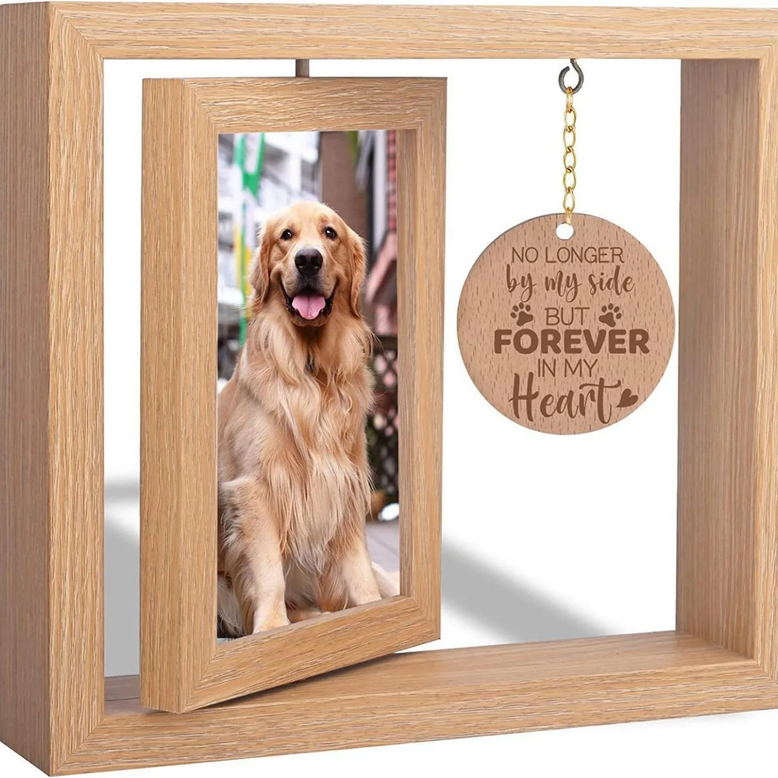 

Personalized engraving postcard photo solid wood photo frame rotatable desktop decorations pet memorial crafts
