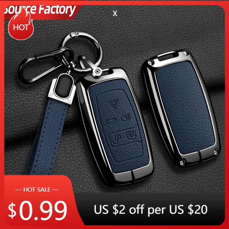 

Car Stickers Zinc Alloy Leather Car Key Case Cover Keychain For Land Rover Sport Freelander Discovery 4 Range Rover Sport L