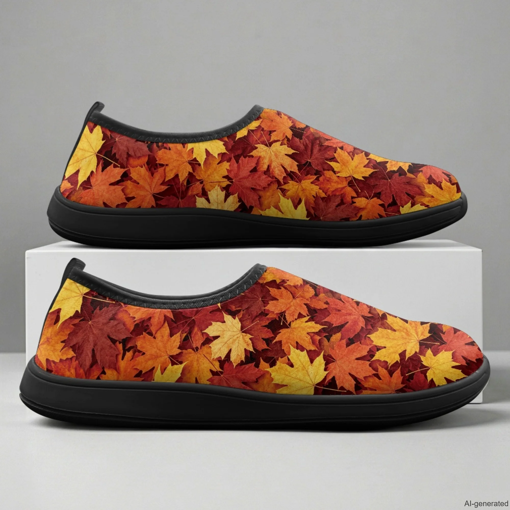 XIXIRIMIDO Walking Shoes Slip-on Wide-toed Shoes Board Shoes Work Shoes Casual Shoe for Woman Male Nurse Shoes Maple Leaves